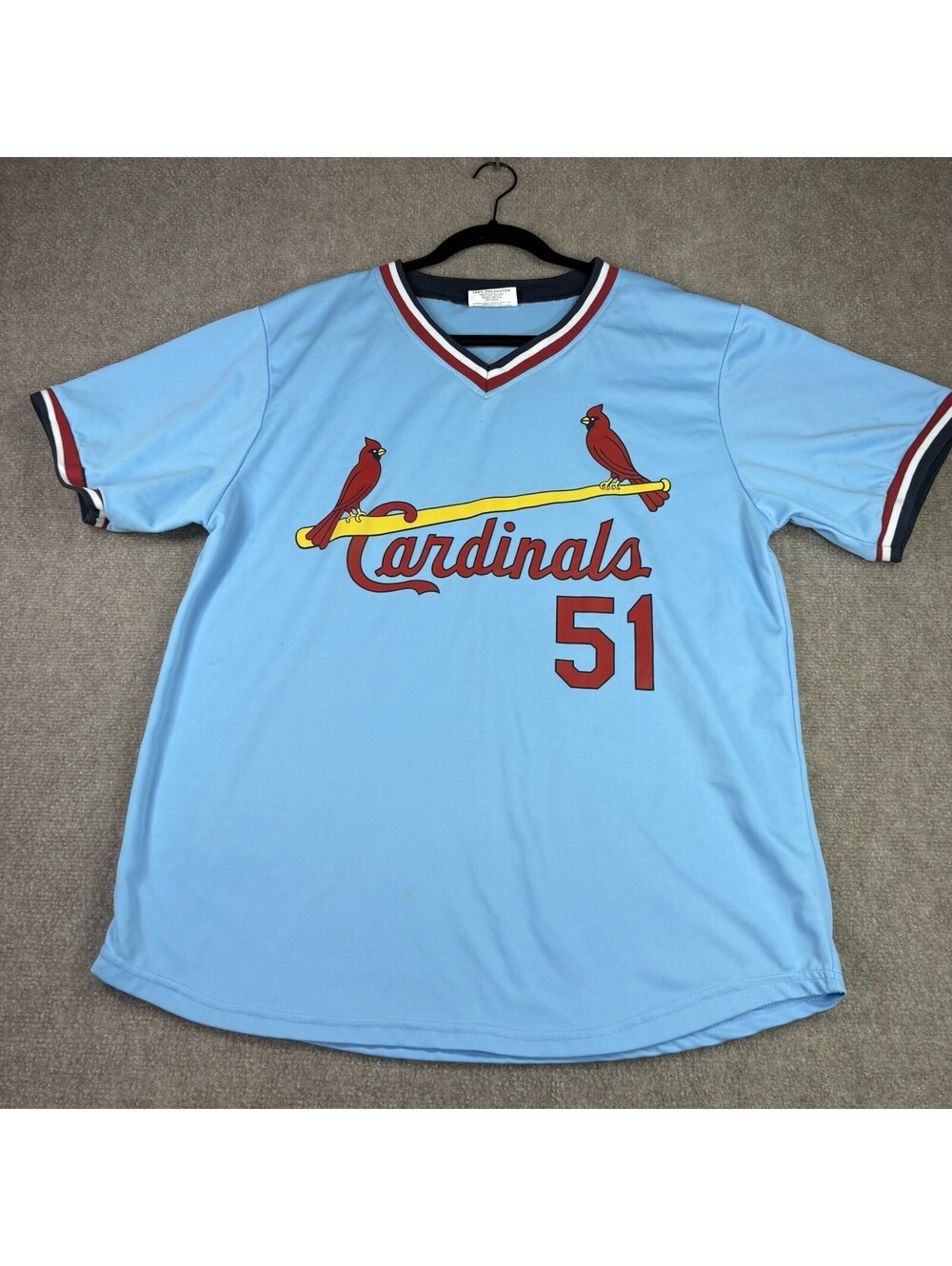 St Louis Cardinals Willie McGee #51 Retro Powder Blue Jersey Shirt XL SGA